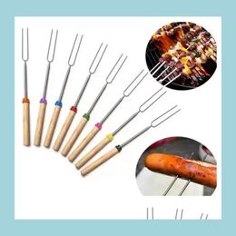 Bbq Tools Accessories Stainless Steel Marshmallow Roasting Sticks Extending Roaster Telesco Cooking/Baking/Barbecue Wly935 Drop De Dhcm8
