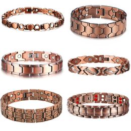Charm Bracelets Vintage Chain Link Bracelets for Women Men Arthritis Copper Colour Bangle Health Energy Germanium Double Row Magnetic Healthcare 230328