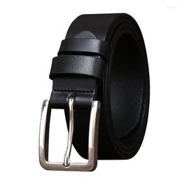 Belts Men Belt 3.5CM Wide Business Transparent Dyed Stainles Steel Leather Pin Buckle Simple Glossy Formal Wear For MenBelts