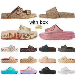 Big Size Womens Sandal Famous Designer Mens Canvas Platform Slippers Real Leather Beige Brick Pink Beach Slides Summer Slipper House Outdoor Party Classic Sandales