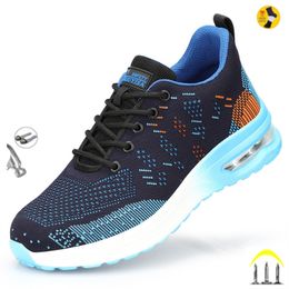 Dress Shoes Breathable Men Work Safety Steel Toe Cap Air Cushion ing Boots Construction Indestructible Sneakers 230329