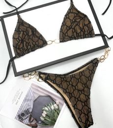 Roupa de banho feminina top de verão nova moda maiô g alfabeto bordado designer de praia biquíni de renda high-end biquínis