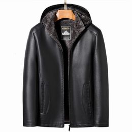 Men's Leather Faux Leather YN-2267 Autumn and Winter Men's Coat Rack Collar Hoodie Natural Sheepskin Short Jacket Sheepskin Youth Casual Wear 230329