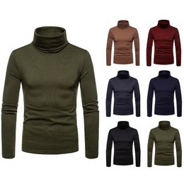 Men's T Shirts 2023 Plus Size Velvet Warm High Neck Long-sleeved T-shirt Solid Color Base Shirt