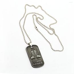 Pendant Necklaces Tomb Raider The 20th Anniversary Gun Bead Chain Vintage Choker Necklace Alloy Dog Tag Fans Jewelry