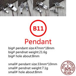 B11 S925 Sterling Silver Pendant Personalized Fashion Boat Anchor Whistle Letter Net Red Punk Hip Hop Dance Style Jewelry Gift for Lovers