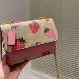 NEW Strawberry print designer bag Chain Shoulder Bags cbag Ladies Flip Messenger bag women designers handbags Wallet Practical crossbody bags Purse 230309