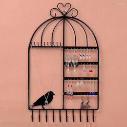 Jewelry Pouches Bird Wall-mounted Metal Stand Holder Rack Earrings Necklaces Ear Studs Display Shelf