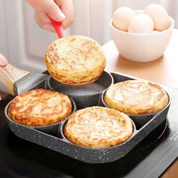 Pans C6UC Non-stick Four-hole Omelette Eggs Pancake Maker Frying Pan Kitchen Induction Pot