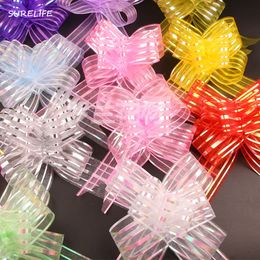 Other Event Party Supplies 100pcs/lot 1.8/3/5cm Gift Packing Pull Bow Ribbons Gift Wrapping Wedding Party Decoration Pullbows 230329