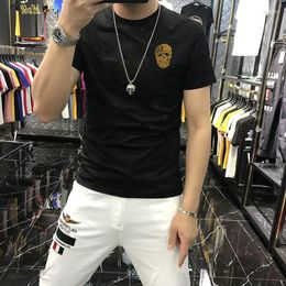 Men's T Shirts Summer Top Short Sleeve T-Shirt Skull Casual Round Neck Cotton Drill Breathable Hip Hop