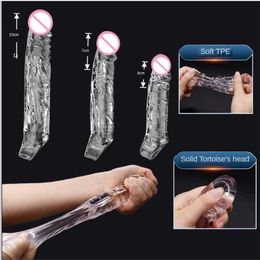 Adult Products Male Extend Sleeve Penis Extender Reusable Dildo Enhancer for Men Delay Ejaculation Cock Nozzle