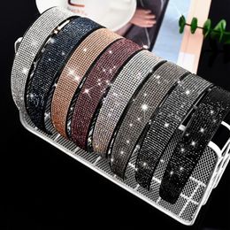 full rhinestone headbands for women black nonslip bezel hair bow hoop girls hairbands female fashion headwear hair accessories