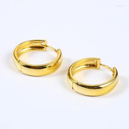 Hoop Earrings Women's Plain Smooth 18K Yellow Gold Filled Minimalist Small Circle Round Huggies Mother's Day Gift