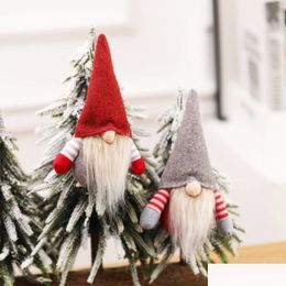 Christmas Decorations Handmade Swedish Gnome Scandinavian Tomte Santa Nisse Nordic Plush Elf Toy Table Ornament Xmas Tree 496 Drop D Dhlfn