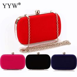 Evening Bags Red Women Clutch Bag Purse With Detachable Chain Handbag Wedding Cocktail Party Velvet Clutches Prom Shoulder 230329