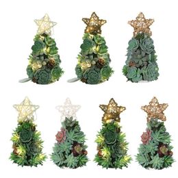 Decorative Flowers & Wreaths PVC Epoxy Simulation Plant Christmas Tree Shape With Star For Outdoor Tabletop Bedroom Kids Gifts