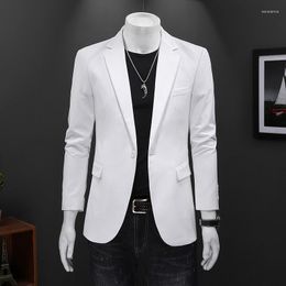Men's Suits 2023 Spring British Business Casual Small Suit Men's Coat Slim Pure White Single Button Top S-5XL Full Size