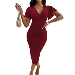 Casual Dresses Formal Dress Size 14 Women Women's Short Sleeves Ruched Cocktail Party Mini Sexy Club