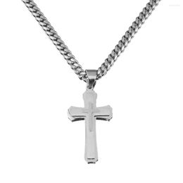 Pendant Necklaces Fashion Cross Necklace For Women Men 3mm Stainless Steel Miami Chain Cool Boys Girls Punk Hip Hop Jewelry Gift