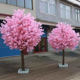 Decorative Flowers 2 Metres Tall Pink Simulation Wishing Trees Artificial Silk Flower Cherry Tree For Mall Opened Garden Decorations