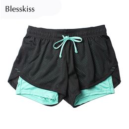Running Shorts BLESSKISS Yoga Shorts Women's Fitness Spandex Neon Stretch Summer Running Exercise Women's Gym Sports Shorts 230329