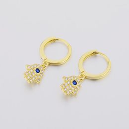 Hoop Earrings 925 Silver Vintage Round Circle Golden Hand Fatima Hamsa Hanger Earring For Women Pendientes Mujer Ear Oorbellen 2023