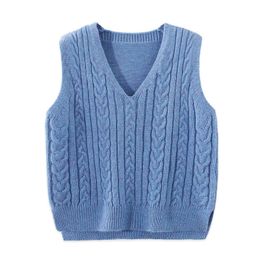 Waistcoat Baby Boys Wool Knit Vest Solid Colour Full Size Kids Clothes Waistcoats Sleeveless Sweater For Girls V-neck Children's Clothing 230329