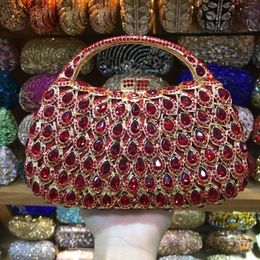Evening Bags Wholesale Crystals 10 Colours Red Clutch Purse Messenger es Women Bridal Bag Wedding Party Handbags 230329
