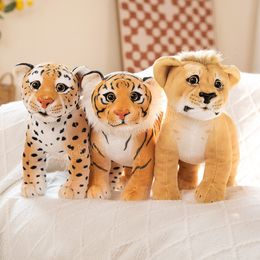 About Real Life Lion Tiger Leopard Toys Lovely Wild Animals Doll Stuffed Soft for Kids Boys Birthday Xmas Gifts