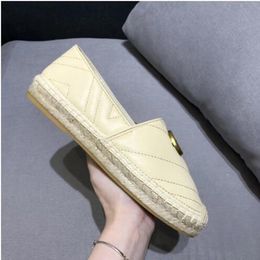 New Luxury Brand Design Goat Leather Woman Espadrilles Classical High Quality Slip On Loafers Comfortable Flat Fisherman Shoes 786876