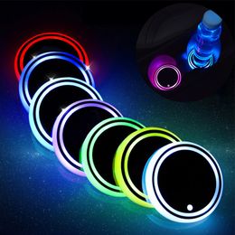 Universal Car LED Cup Holder Light Mats Car Coasters Bottle Atmosphere Light Constellation Backlight LED Drinks Holders