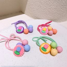 New Fashion Children's Ponytail Hair Accessories Korea Sweet Girl Cute Colorful Tulip Flower Beads Rubber Band Hair Rope
