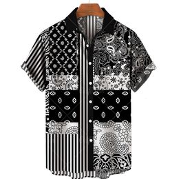 Men's Casual Shirts Men's Clothing 3D Hawaiian Shirt Men Fashion Cashew Flower Geometric Printed Shirts Singlebreasted Shirt For Men Tops 230329