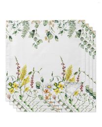 Table Napkin 4pcs Spring Plant Chamomile Eucalyptus Square 50cm Wedding Decoration Cloth Kitchen Dinner Serving Napkins