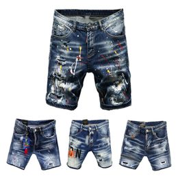 Mens Designer Shorts Jeans Fashion Casual Slim Ripped Zipper Patch embroidery Denim Shorts For Men Street Punk Blue Jean Short