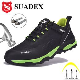 Dress Shoes SUADEX Safety Men AntiSmashing Steel Toe Boots Indestructible Work Sneakers Breathable Composite EUR Size 3748 230329