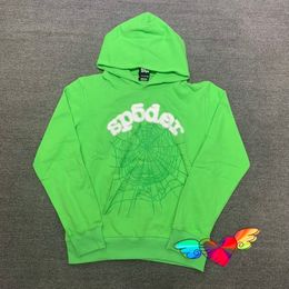 Men's Pants Green Sp5der Young Thug 555555 Hoodie Men Women High Quality Angel Spider Web Graphic Foam Print 555555 Sweatshirts Pullover 230329