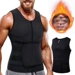 Men's Body Shapers Sports Sauna Tank Top Men's Neoprene Waist Trainer Shaping Zipper Weight Loss Tight Bra Fitness Compression Shirt 230329