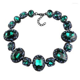 Choker 2023 Red Green Glass Crystal Statement Necklace For Women Jewelry Ethnic Vintage Large Collar Big Bib