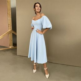 Casual Dresses Churches Sexy Diagonal Neck Backless Midi Dress Autumn Elegant Puff Half Sleeve ALine Women's Long Party Dress 230329