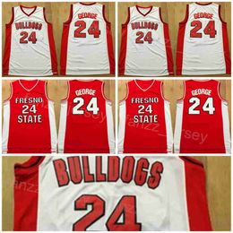 Fresno State Basketball College 24 Paul George Jerseys University Shirt All Stitched Team Color Red White For Sport Fans Breathable Pure Cotton Men Sale NCAA