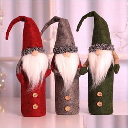 Christmas Decorations Gnomes Wine Bottle Er Handmade Swedish Tomte Santa Claus Toppers Bags Holiday Home Drop Delivery Garden Festiv Dhfrn