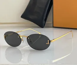 Moda Tasarımcısı 4075 Güneş Gözlüğü Kadınlar Model Podyum Metal Çerçevesiz Oval Şekar Gözlük Yazlar Yaz Modaya Yönelik Çok Yönlü Stil