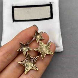 2023 Vintage Stainless Steel Pentagram Stud Women's Gold Color Earrings Letter Ear Earring Jewelry Accessories High Quality Fashion Wedding Gift