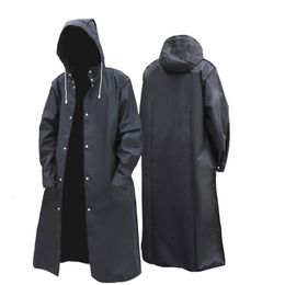 Rain Wear Raincoats Black Fashion Adult Waterproof Long Raincoat Women Men Rain coat Hooded For Outdoor Hiking Travel Fishing Climbing Thickened 230329