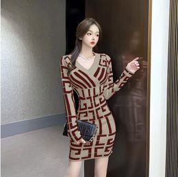 Luxury Women Dress Long Skirt Belt Fit Skirts For Outwear Casual Style With Budge Letter Lady Slim Dresses Jacket Shirt Wool Knit Pleated Button Tops