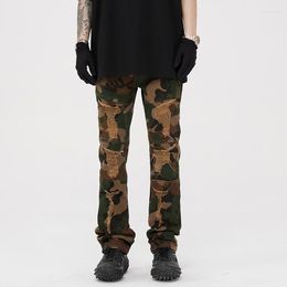 Men's Jeans Retro Fashion Camouflage Printed American Style Street Hip -hop Pants Baggy Straight Male Clothing Denim Trousers