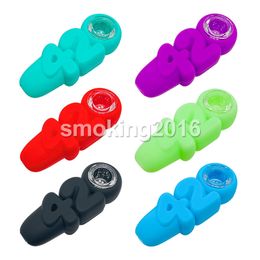 420 Silicone Hand Pipes with glass bowl smoke accessory dab rigs water bongs smoking pipe