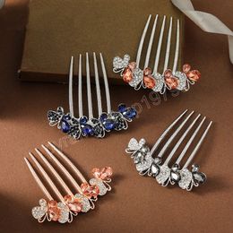 Butterfly Rhinestone Hair Comb Clips Bun for Women Barrette Hairpin Ornaments Bridal Headpiece Flowers Fashion Hair Accessories